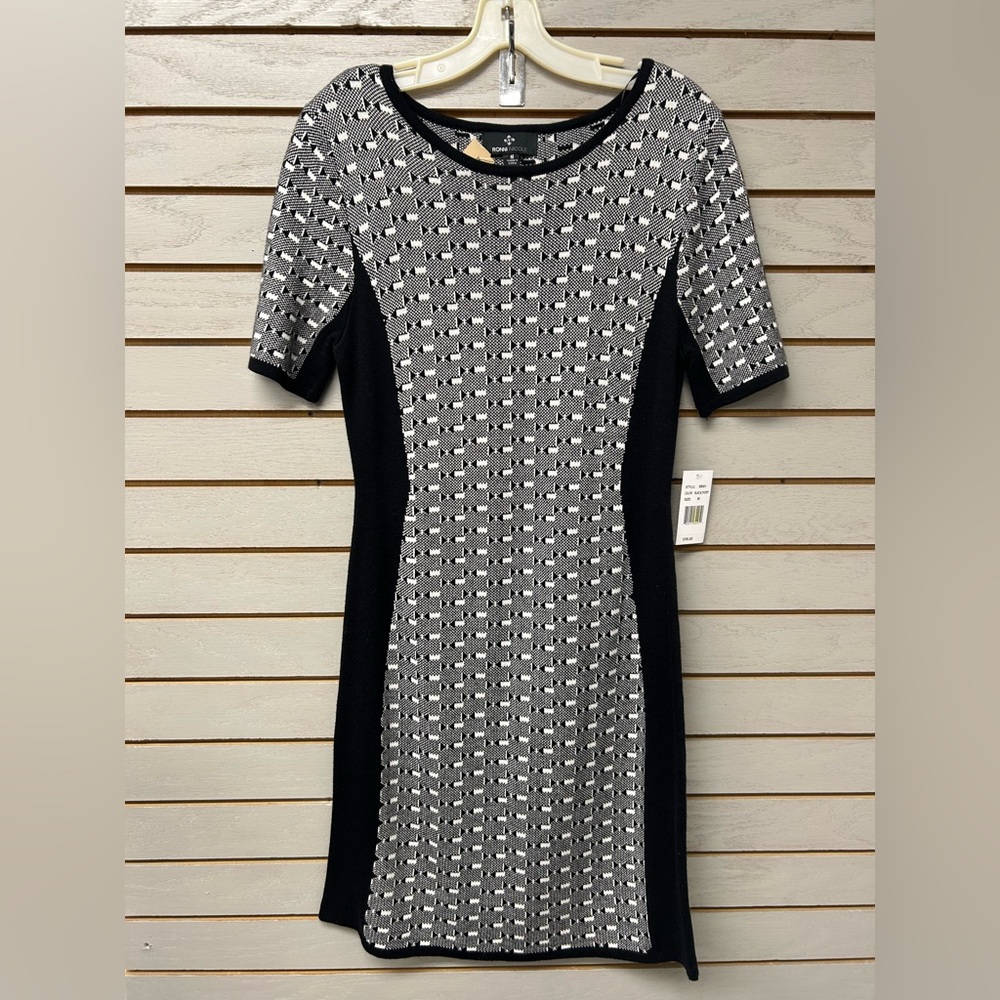 Ronni Nicole Black and White Geometric Mini Dress
